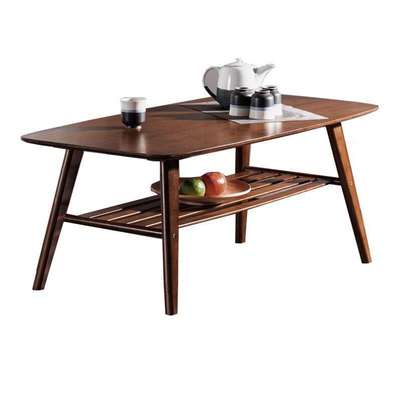 4 Legs 1 Coffee Table Contemporary Wood Coffee Table with Shelf