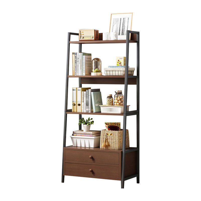 12" W Metal Frame Bookshelf Modern Open Storage Ladder Bookcase