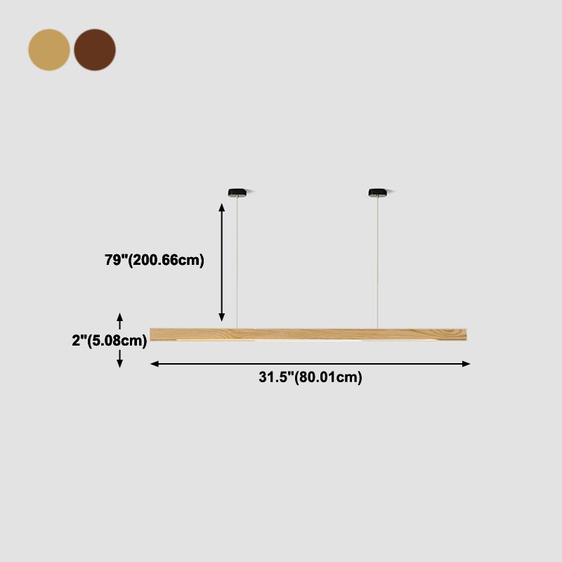 Contemporary Style Linear Shape Pendant Light Wood 1 Light Pendant Lighting Fixture