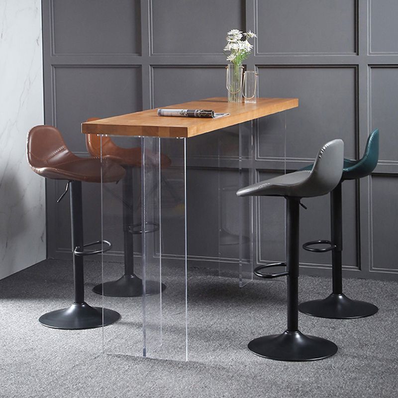 Adjustable Height Bucket Seat Bar Stools Faux Leather Swivel Barstool