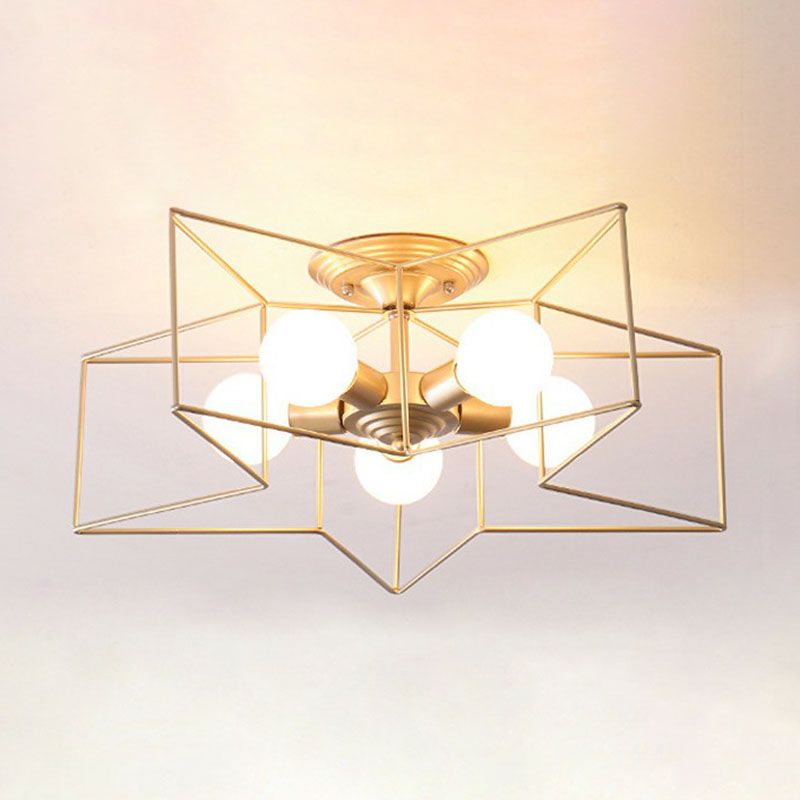 Eisen Fünf-spitz-Stern Halbbündige Lichtschlichtheit 5 Birnen Wohnzimmer bündig Deckenleuchte