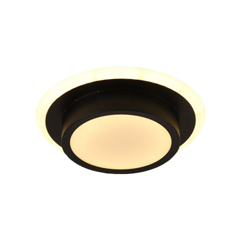 Mini lámpara de techo empotrada redonda/cuadrada, LED de metal contemporáneo, montaje empotrado en blanco/negro, luz blanca/cálida