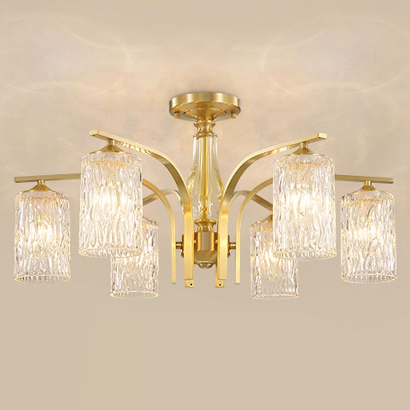 Light Luxury Crystal Ceiling Lamp Cylinder Shape Ceiling Light for Bedroom