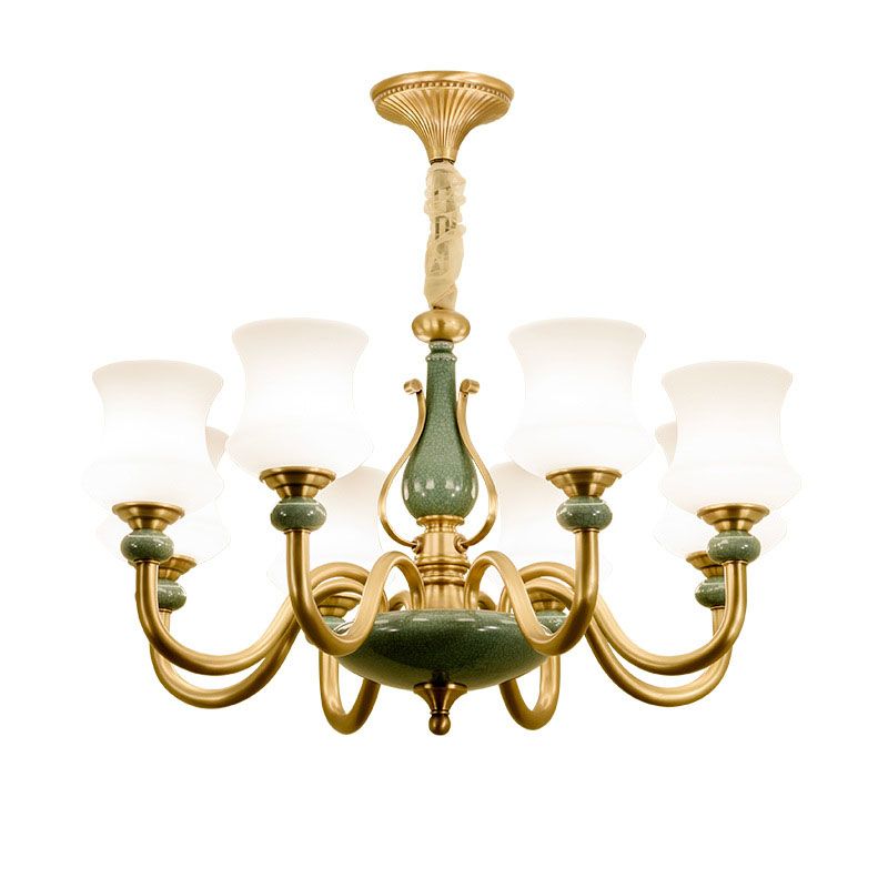 Lámpara colgante de sala de estar cónica vidrio esmerilado accesorio de iluminación de lámpara minimalista en verde