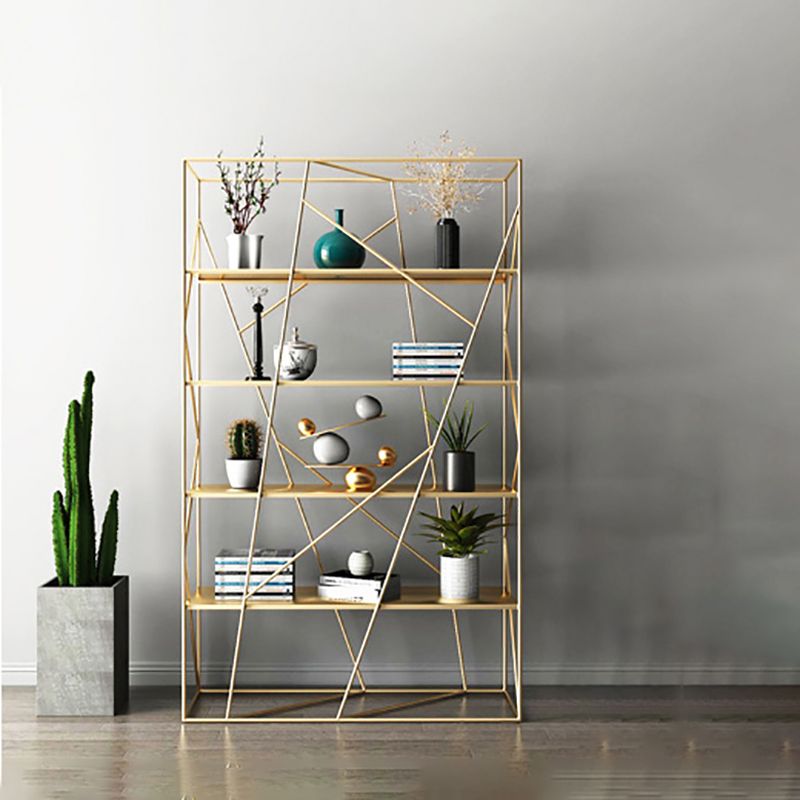 Industrial Etagere Bookcase Metal 4 Shelves Open Back Bookshelf