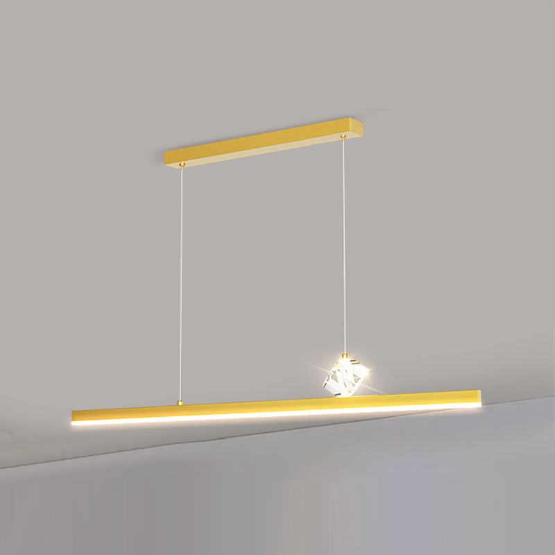 Gold LED Island Light Crystal Island Hanging Light with Acrylic Shade for Living Room