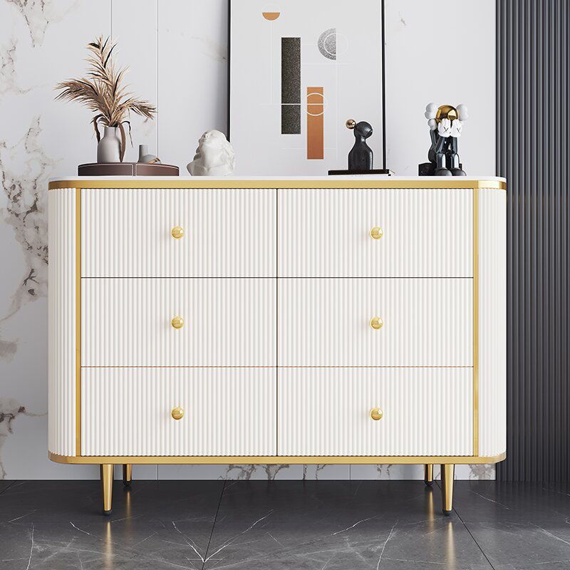 Glam Bedroom Chest Stone 16"Wide Storage Chest with Metal Legs