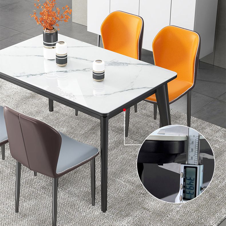 Rechteck Grauston -Esstisch gesinterte Steintisch modern mit 4 Beinen Sockel