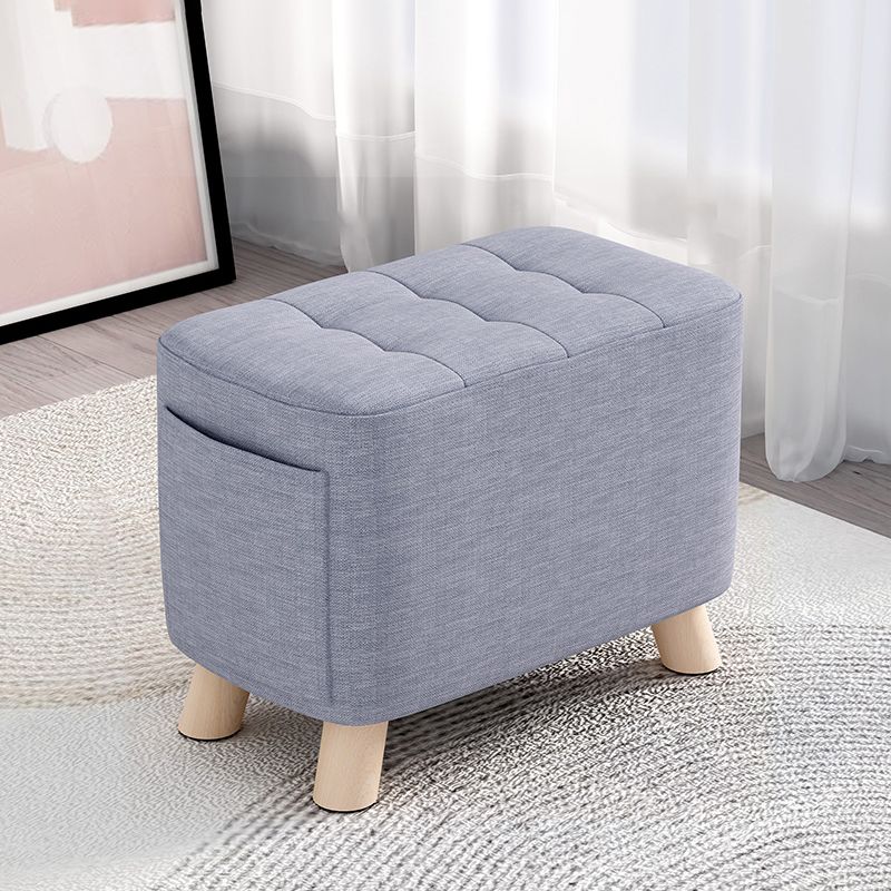 Modern Cotton Storage Pouf Plain Rectangle Tufted Chair Ottoman