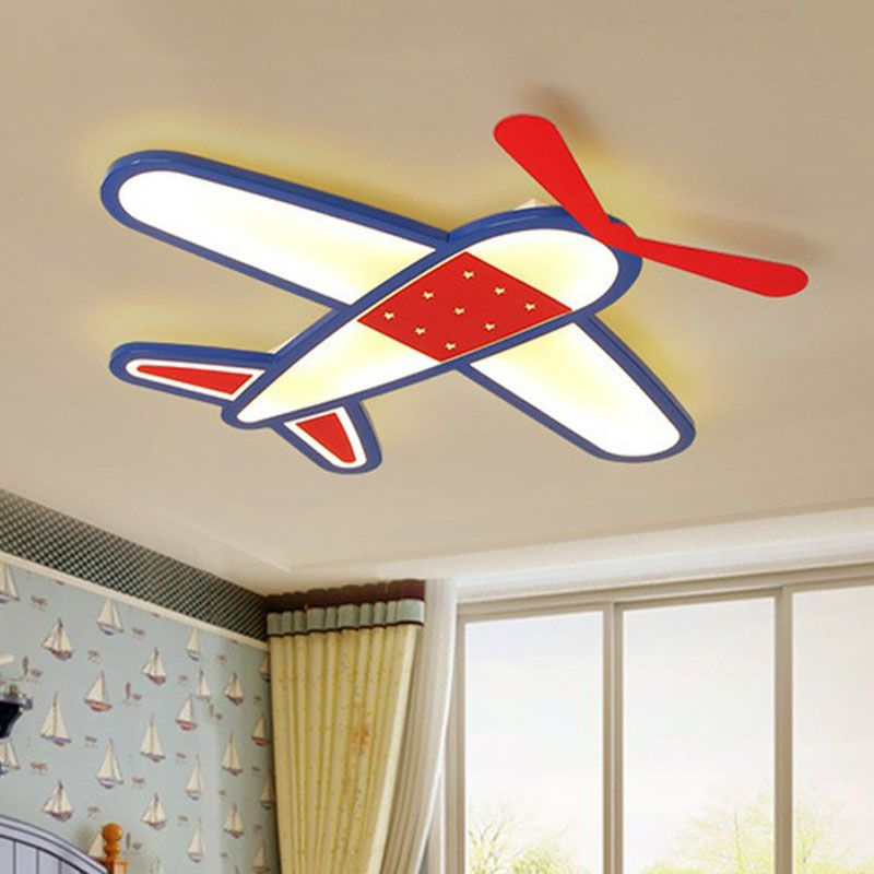 Plane Acrylic Flush Ceiling Light Kids Red LED Flush Mount Lighting Fixture for Bedroom