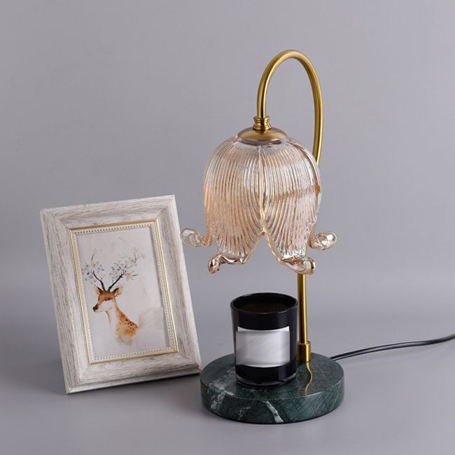 Moderner Stil Blumenform Tisch Beleuchtung Glas 1 Lichttischlampe ohne Dekorationen