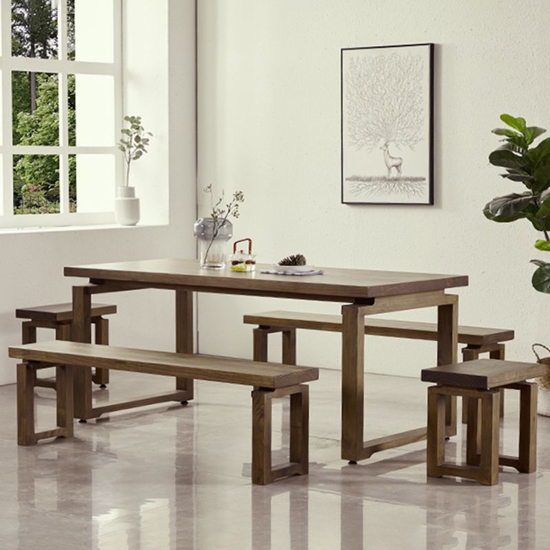 Modern 1/2/3/5 Pieces Dining Set Rectangle Double Pedestal Dinette Set in Natural