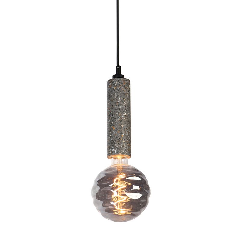 Estilo simple Orbe Coste Pinte Dimple Vidrículas 5 "W 1 Lámpara colgante de luz con tubo gris/blanco deco para tela de tela