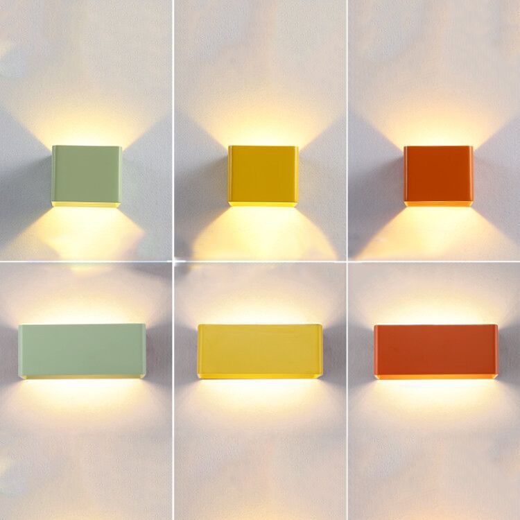 Rectangular Staircase LED Wall Lamp Aluminum Macaron Style Wall Washer Sconce
