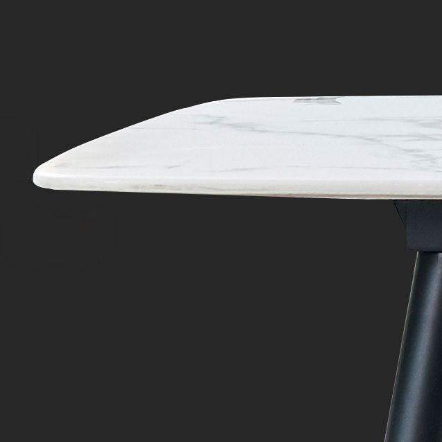 White Top Table with 4 Metal Legs Industrial Rectangle Dining Table