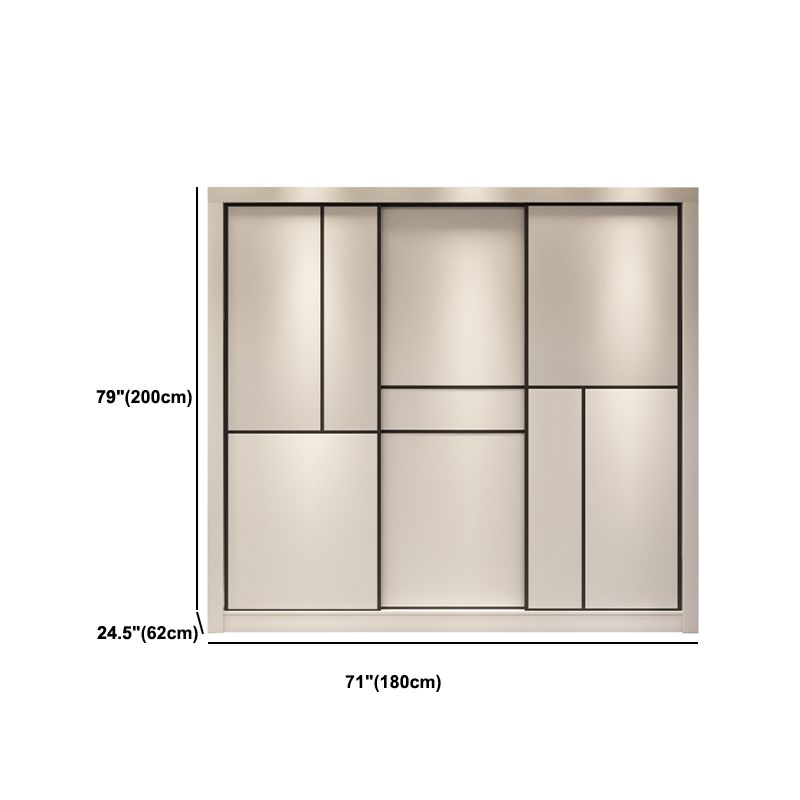 Contemporary Style Wardrobe White Colour Wooden Wardrobe Closet With Drawer
