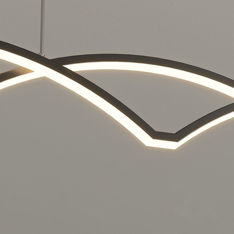 Linear Iron LED Kitchen Island Fixture Metal Ceiling Pendant in Black / Gold Finish