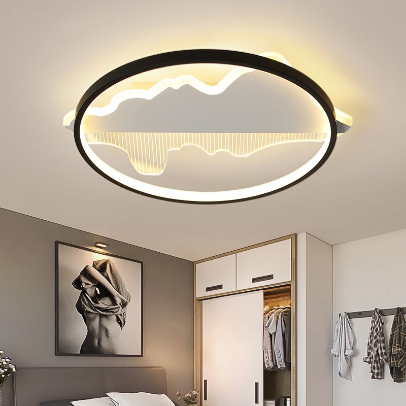 Minimalistische, schleifenförmige Deckenleuchte, moderne LED-Einbauleuchte mit schwarzem Finish für Schlafzimmer