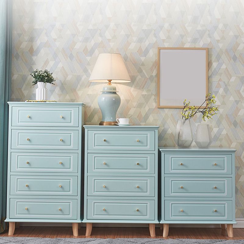 Contemporary Blue/ White Wooden Rectangle Accent Chest with Drawers