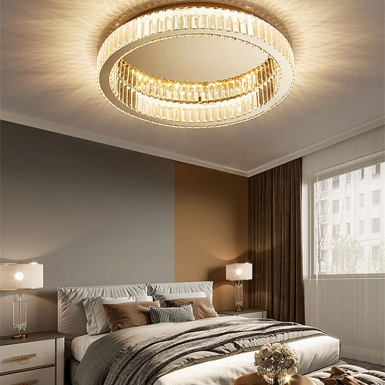 Roestvrijstalen LED-plafondlamp in moderne luxe stijl Kristallen ronde inbouwmontage voor slaapkamer