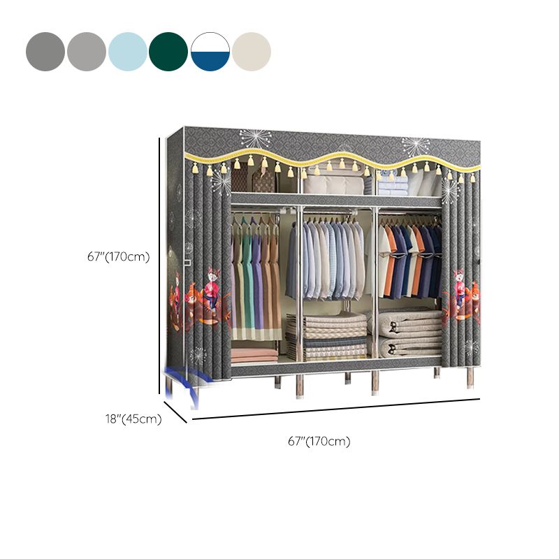 Freestanding Metal Frame Wardrobe Modern Removable Wardrobe with Legs