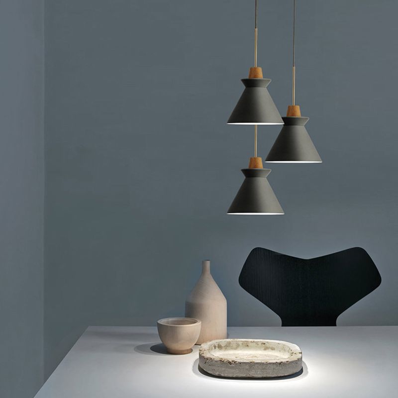 Cone Shaped Cement Hanging Ceiling Light Modern Style Hanging Light Kit for Bedroom