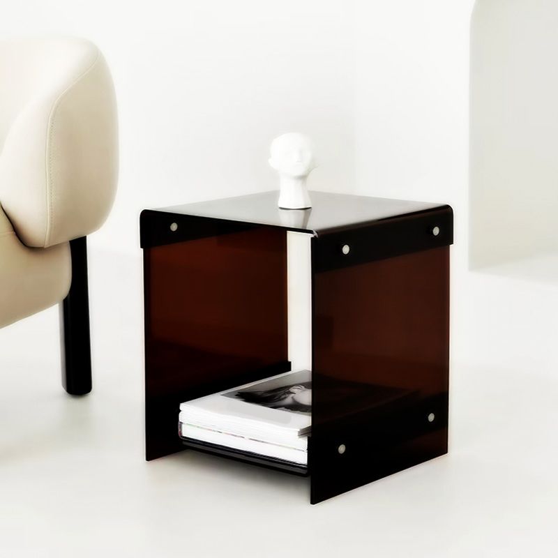 Contemporary Bedside Cabinet Acrylic Lower Shelf Bed Nightstand