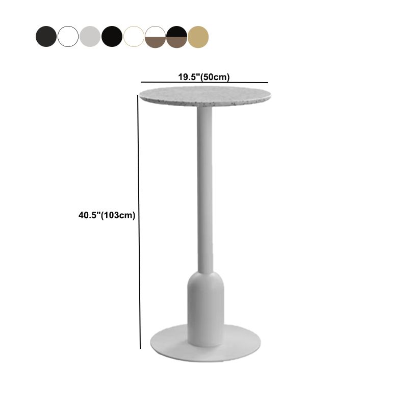 Fixed Bar Table Industrial Bistro Bar Height Cocktail Table with Metal Pedestal