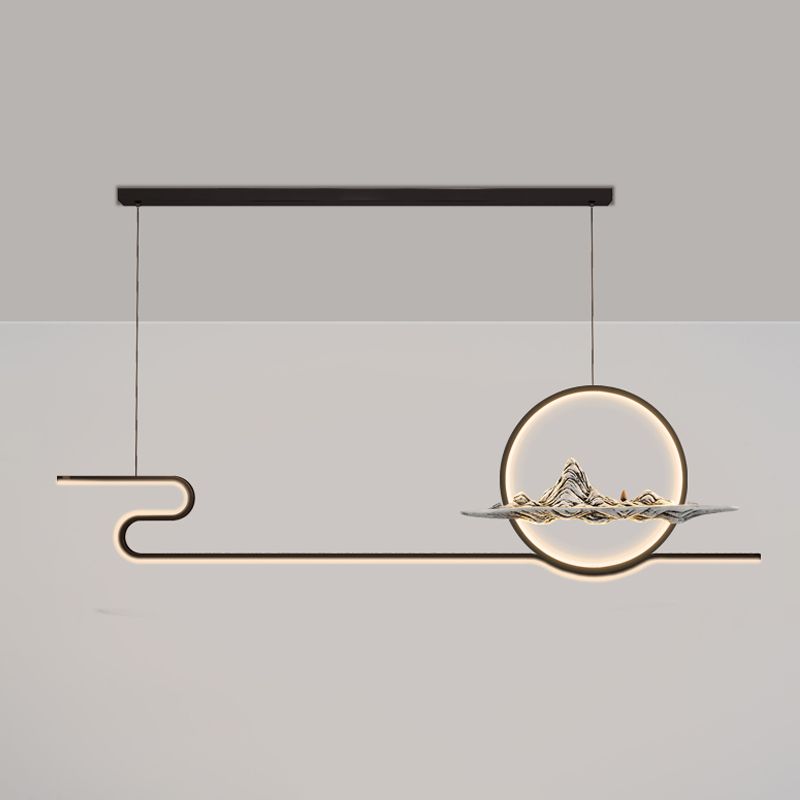 Contemporary Metal 2 Light Pendant Lights Linear Island Light Fixtures for Kitchen