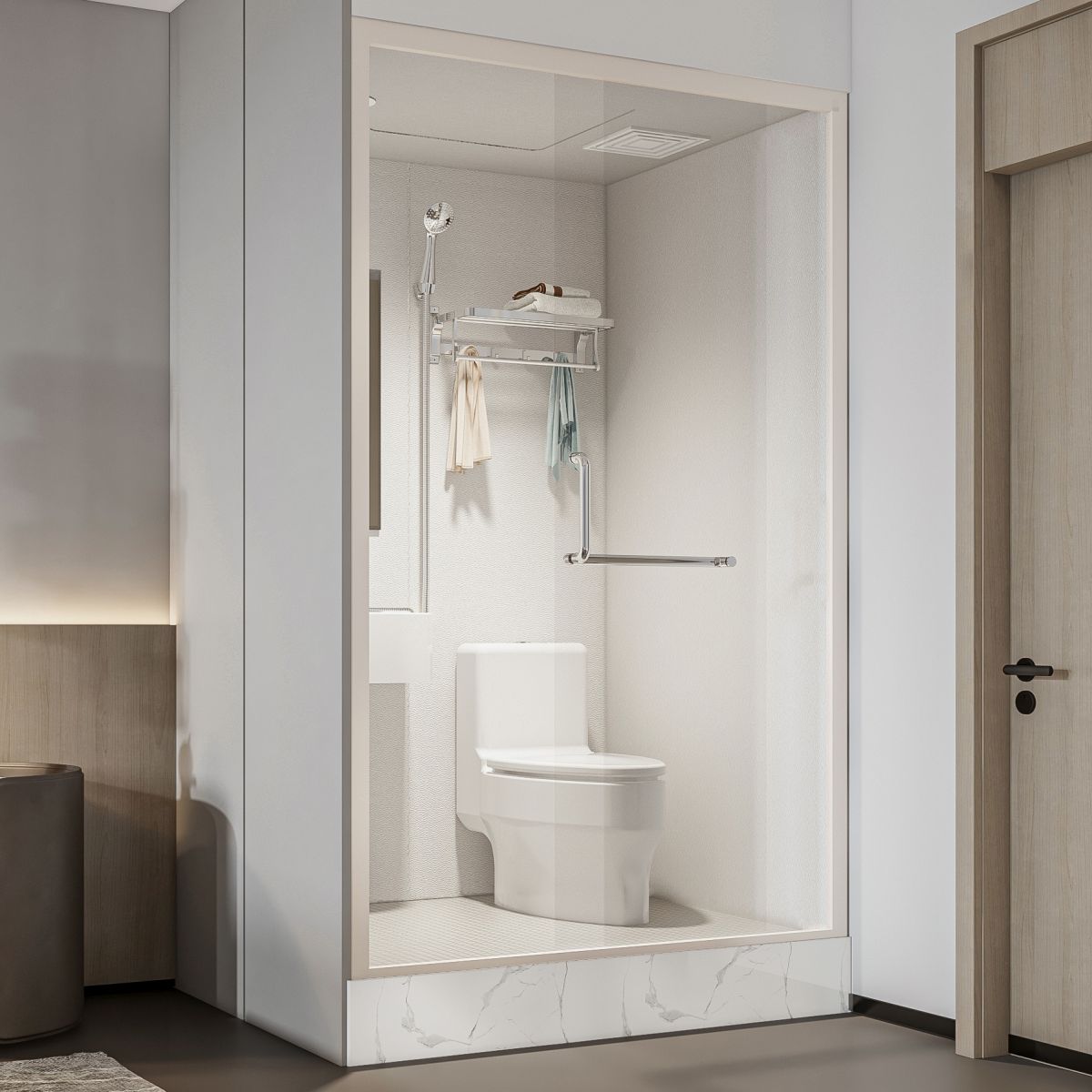 Home Shower Stall Rectangle Shower Stall with Faucet and Rain Shower