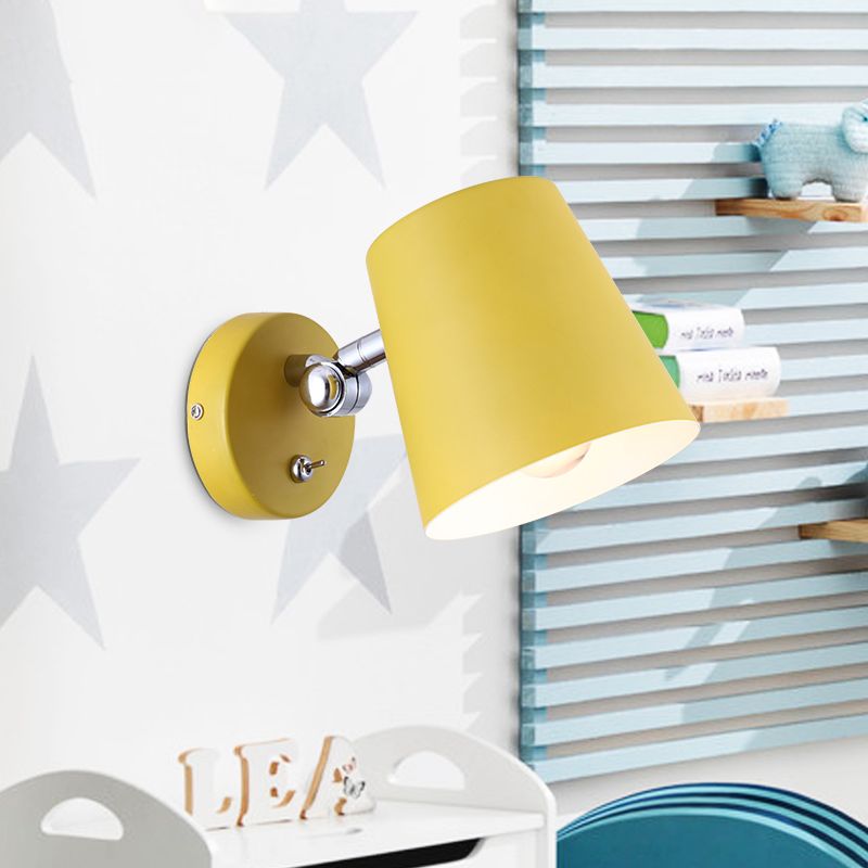 Conical Wall SCONCE Licht Macaron Metallic 1 lichtroze/geel/blauwe wandlamp voor balkon, 5 "W