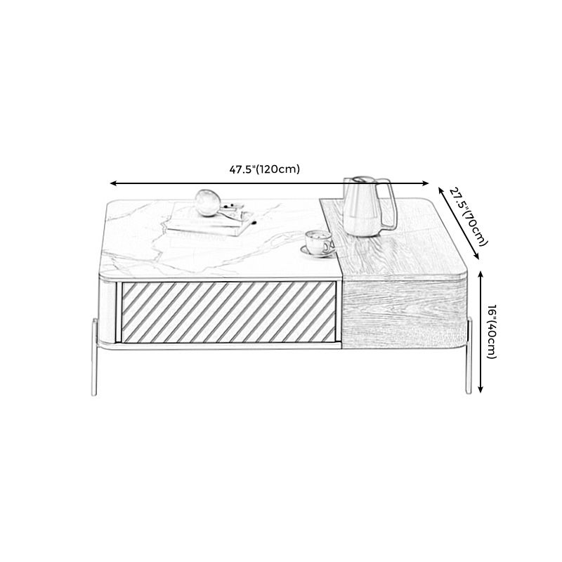 Modern Style Paint Craft Green and White Rectangular Round Coffee Table