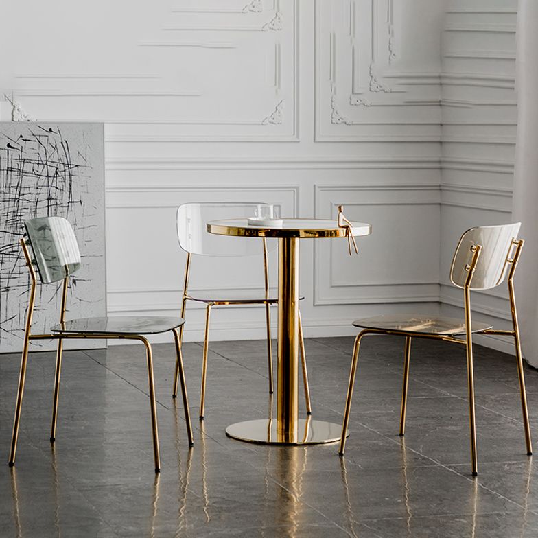 Glam Style Plastic Dining Armless Chairs Stacking Open Back Dining Chair