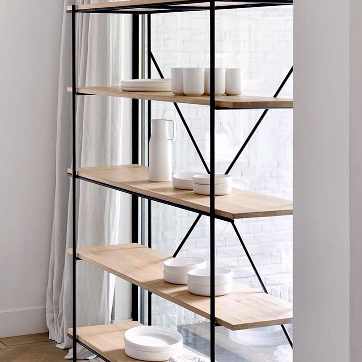 Modern Solid Wood Bookshelf Rectangular Shelves Bookcase for Home Office