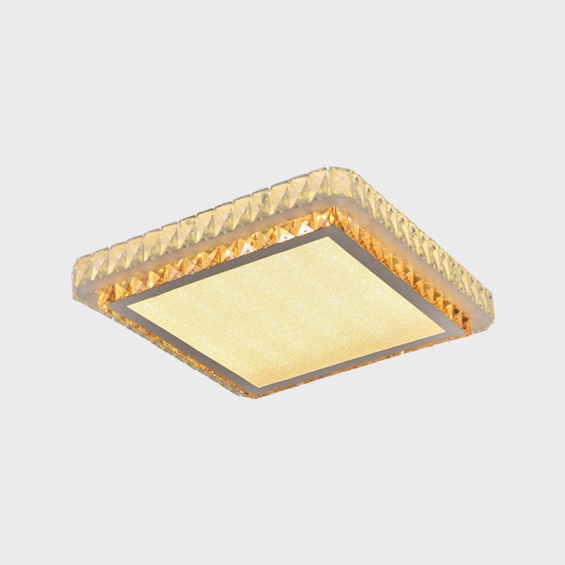 Clear Beveled Crystal Square Flush Light Simple Bedroom LED Close to Ceiling Lighting Fixture