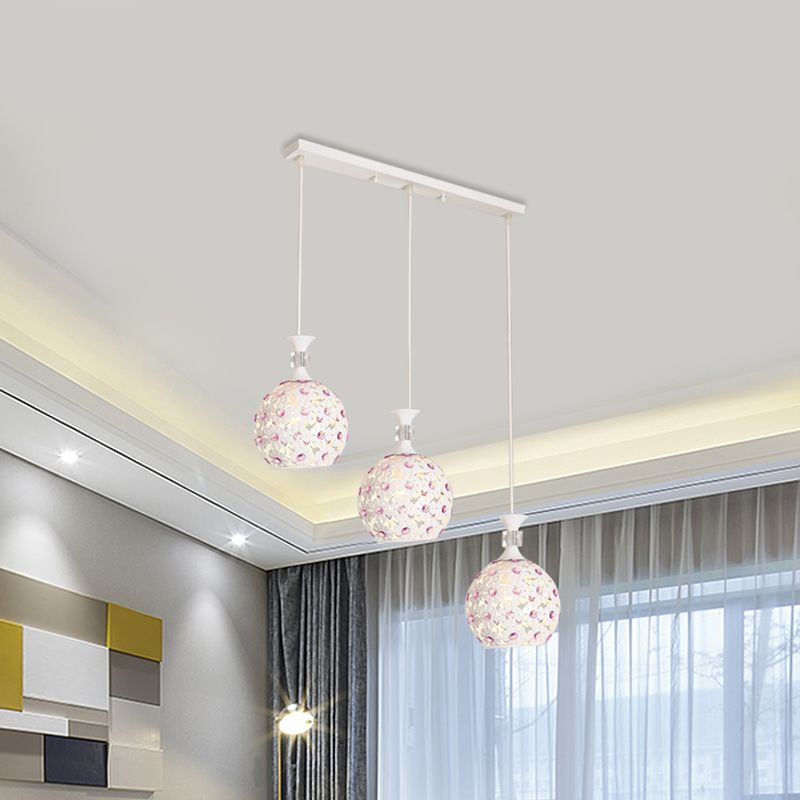 Kit de lampe suspendue en forme de fleur blanc avec conception de dôme moderne en fer multiduis