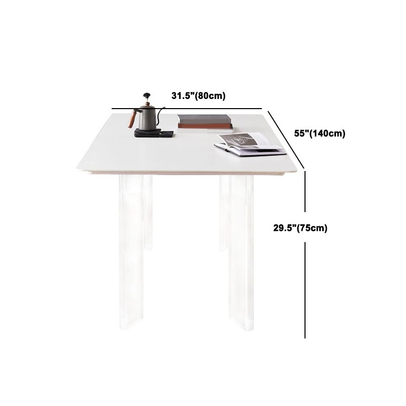 Rectangle Dining Table Set 1/2/5 Pcs Acrylic Base Dining Table with Side Chairs
