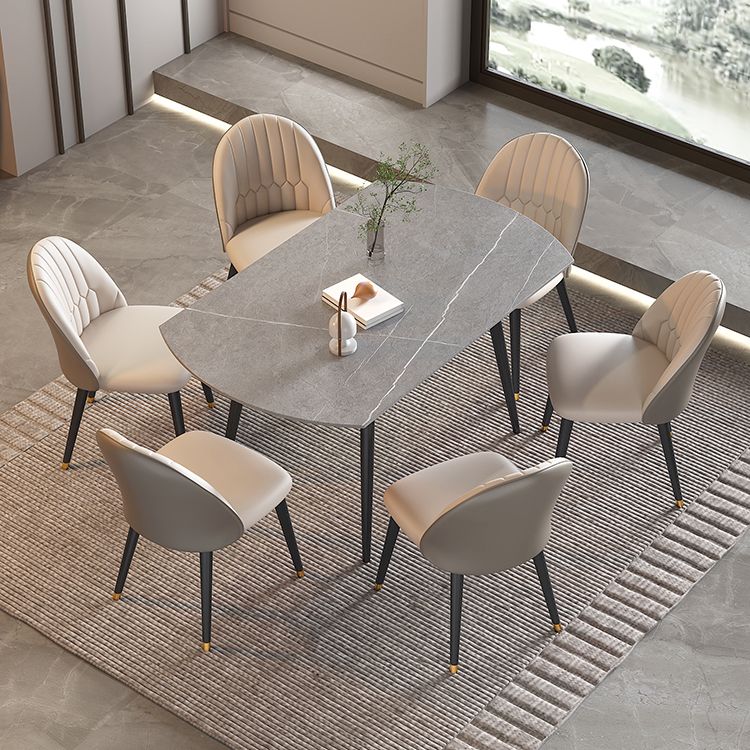 Table ronde supérieure en pierre péout pour le restaurant Table à manger moderne avec 4 jambes