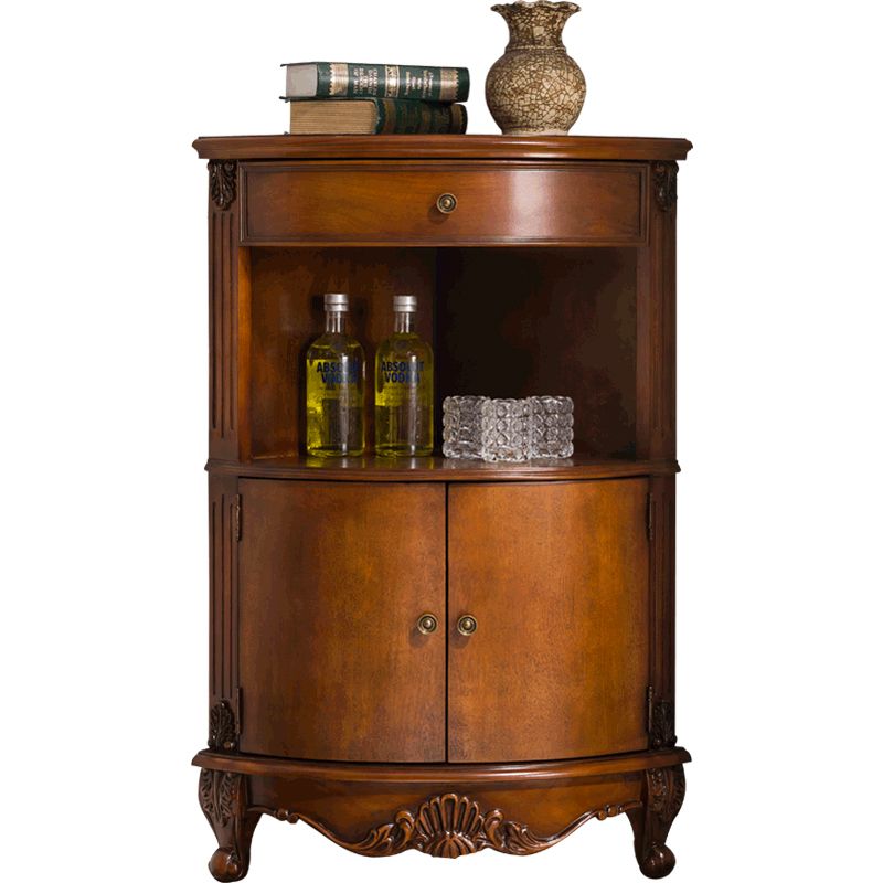 Mid-Century Modern Cabinet with Doors and Cabriole Legs in Solid Wood