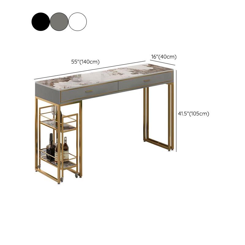 Rectangle Top Table Pub Height Dining Table with Gold Base for Bar