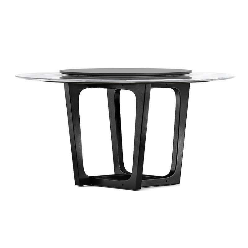 Imitation Marble Round Table Contemporary Dining Site Table with Turntable