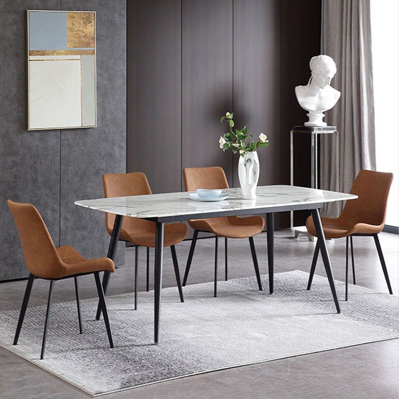 Industrial Style Side Chair Metal Solid Back Dining Room Chair for Kitchen