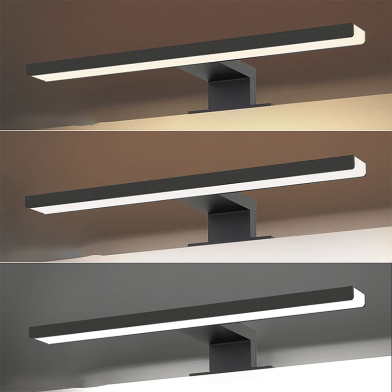 1-Light Metal Linear Shade Wall Sconce Modern Style Mirror Wall Lighting in Black