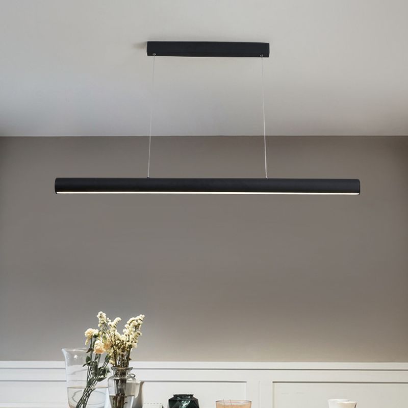 Metal Linear Pendant Chandelier Modern Led 39"/47" Wide Black Hanging Lamp Kit in White/Warm/Natural Light