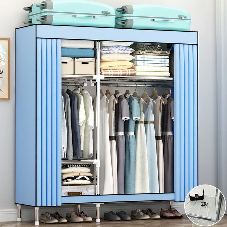 Contemporary Wardrobe Metal 1-Door Wardrobe Closet with Cloth Rod