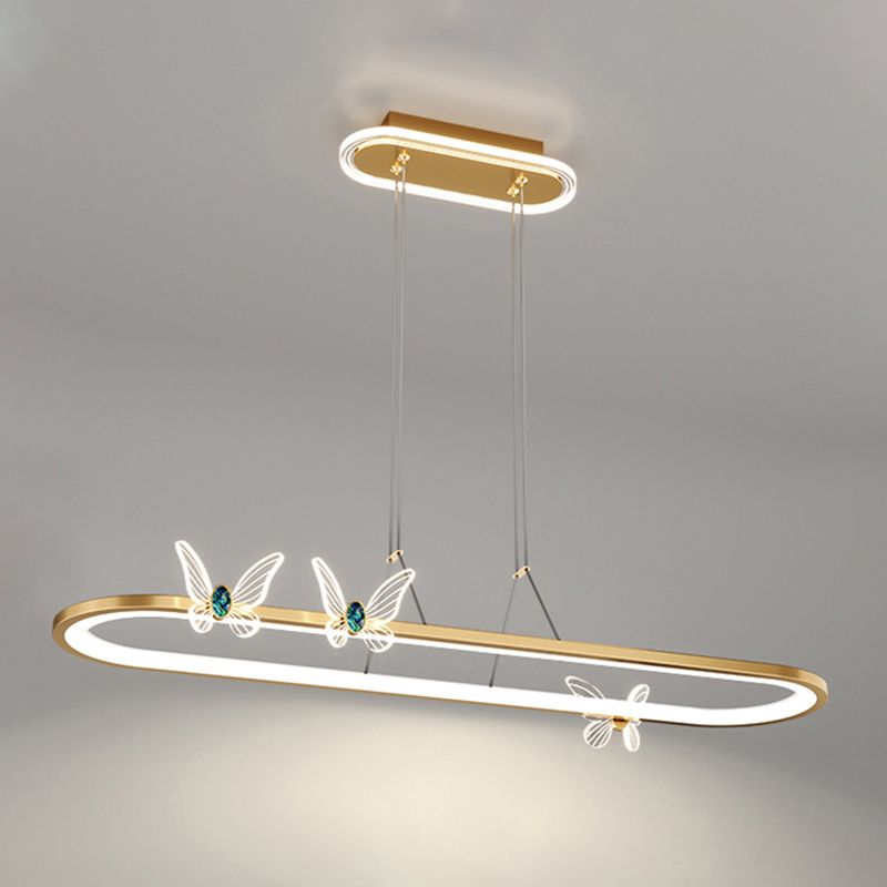 Luci dell'isola geometrica illuminazione moderna con farfalle lampade isola metallica 1 luce in oro