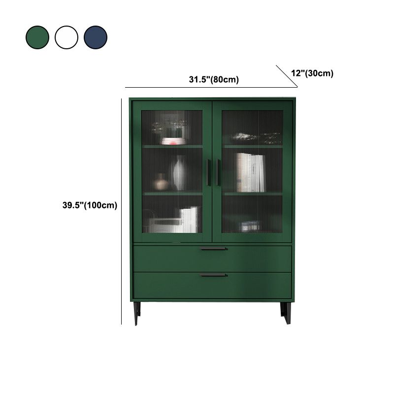 Wooden Accent Cabinet with Glass Door and 2 - Drawer 11.81" Wide Side Cabinet