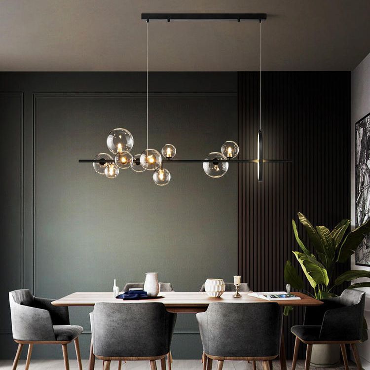 Luce a soffitto dell'isola in stile Nordico Clear Clear Spherical Island lampadario con tonalità di vetro