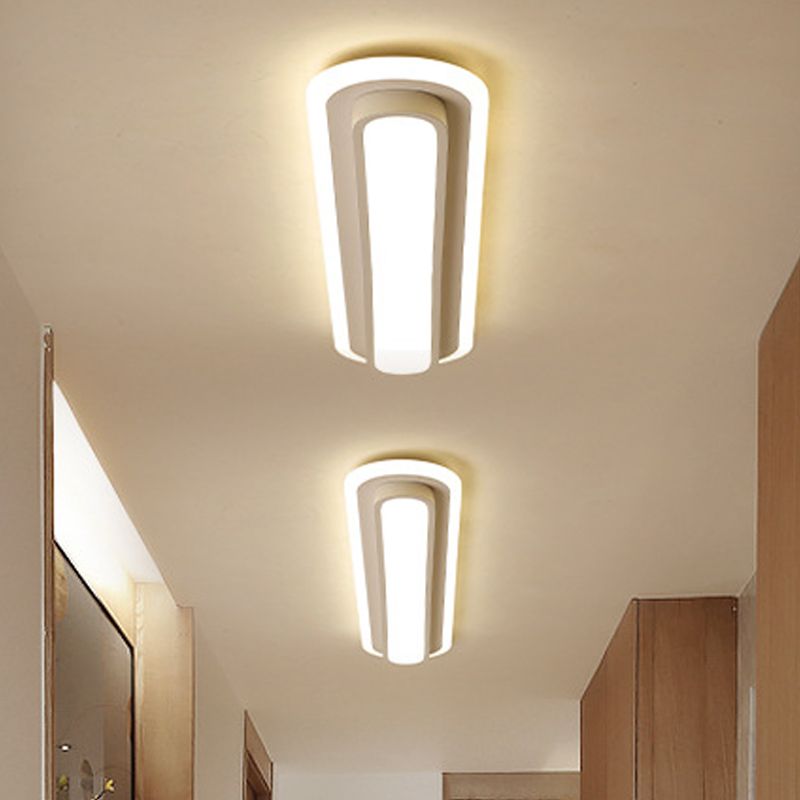Lámpara de techo empotrada ovalada, lámpara de techo LED de metal contemporánea en blanco y negro con difusor acrílico en luz blanca/cálida, 19"/23"/31" de ancho