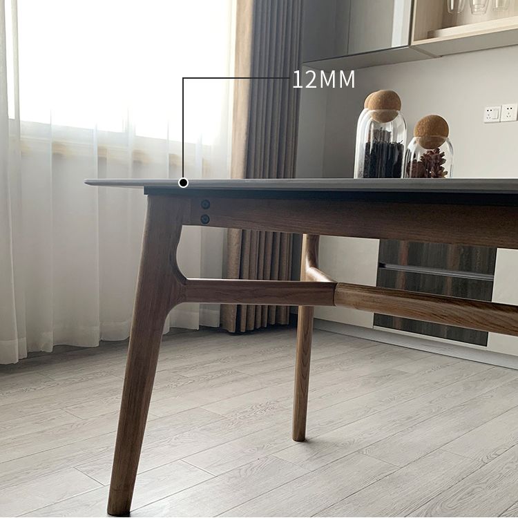 Mid-century Dining Table Rectangle 4-foot Solid Wood Table with Stone Top